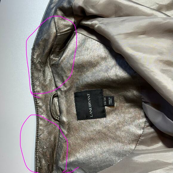 GOOD Lane Bryant Metallic Vegan Lesther Moto Jacket Women’s size 18/20 - Picture 6 of 8